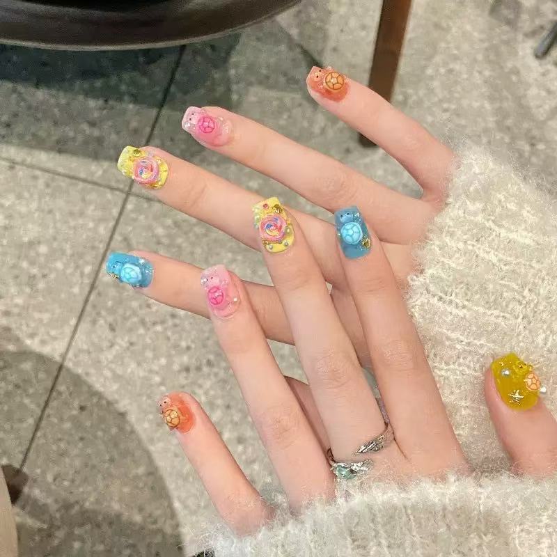 Crafting Resin - 100개 미니 컬러풀 거북이 레진 참