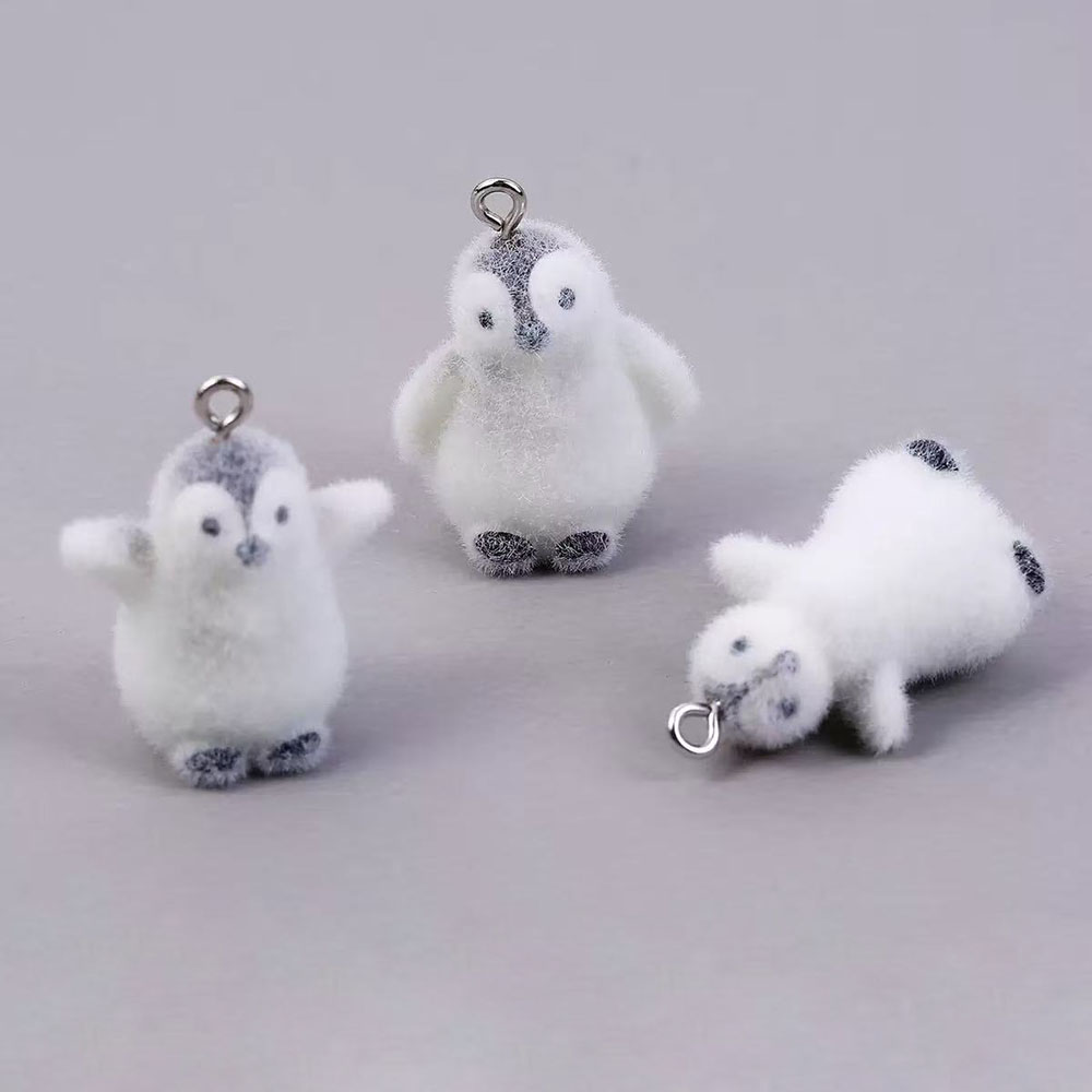 Resin Craft Projects - 5개입 플로킹 작은 펭귄 레진 참