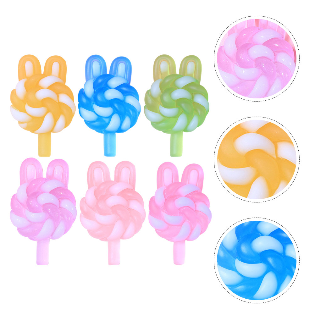 24Pcs 귀여운 만화 롤리팝 참 토끼 모양의 빛나는  - Crafting Resin 리뷰 및 가격