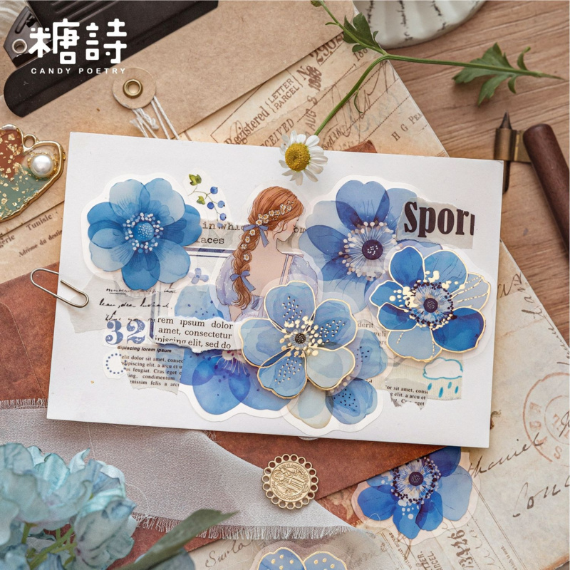 40장 빈티지 화려한 꽃 금박 PET 스티커, 금테 꽃 - Gold Foil Flakes 리뷰 및 가격