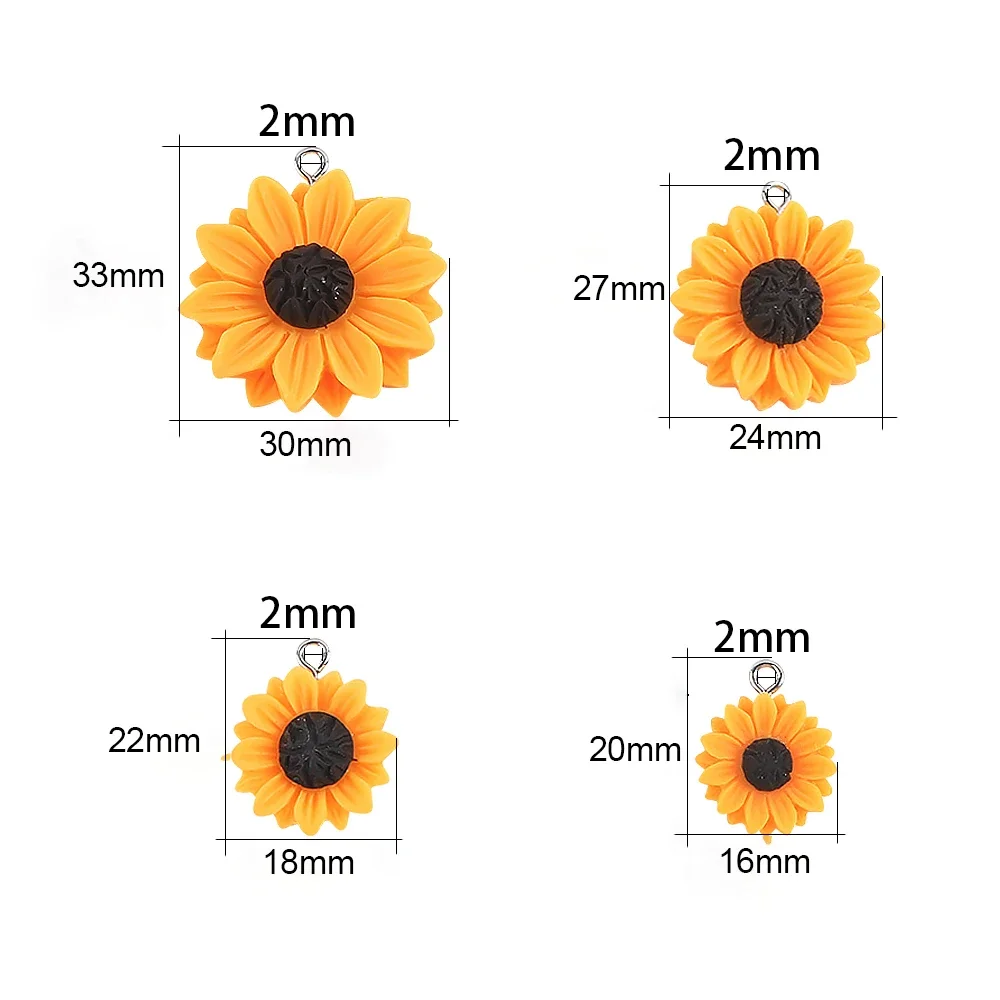 10pcs 16/18/24/30mm 수지 해바라기 매력 - Flower Preservation Resin 리뷰 및 가격