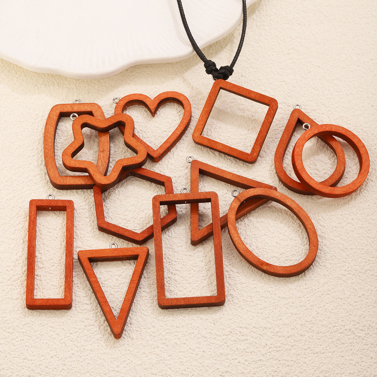 10PCS 삼각형 직사각형 나무 기하학적 참 장식품 귀 - Resin Craft Projects 리뷰 및 가격